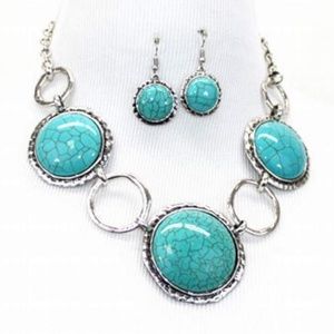 Turquoise Round Necklace & Earrings Set